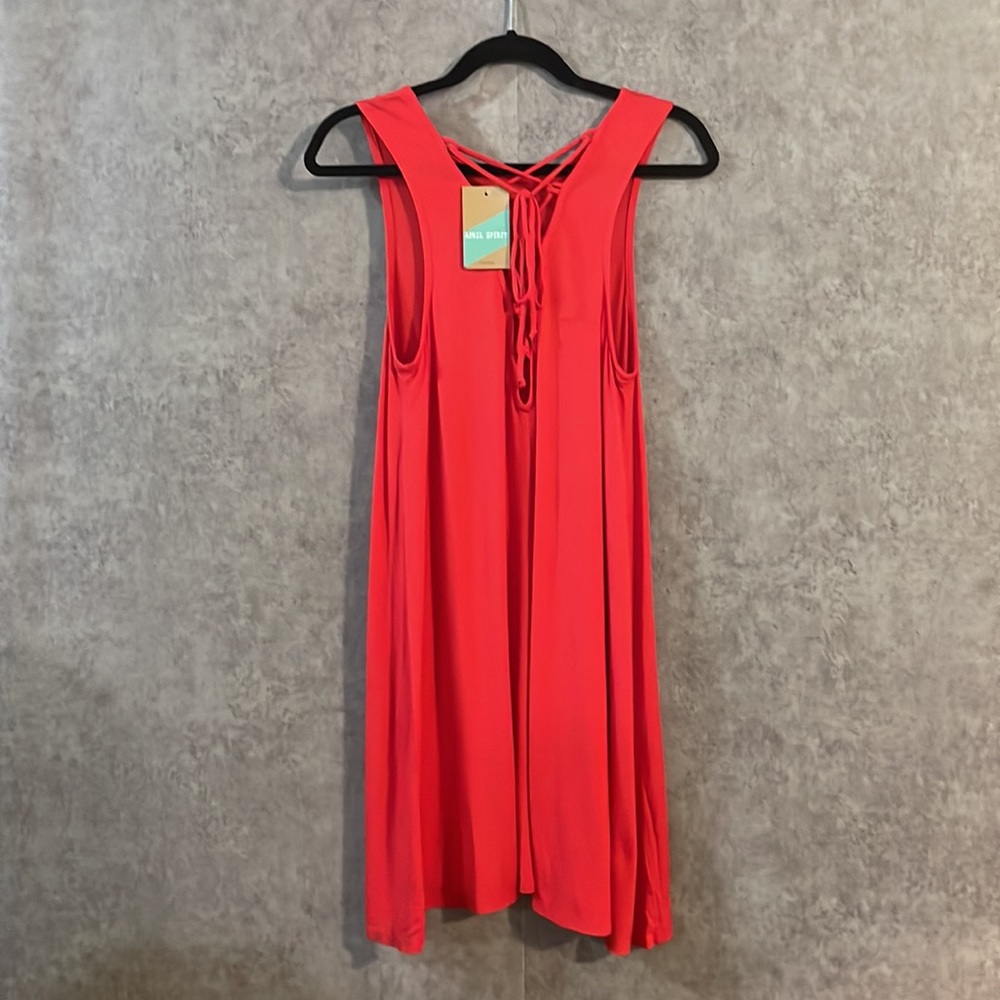 April Spirit Sleeveless Red Crew Neck Tunic Dress - Picture 5 of 7